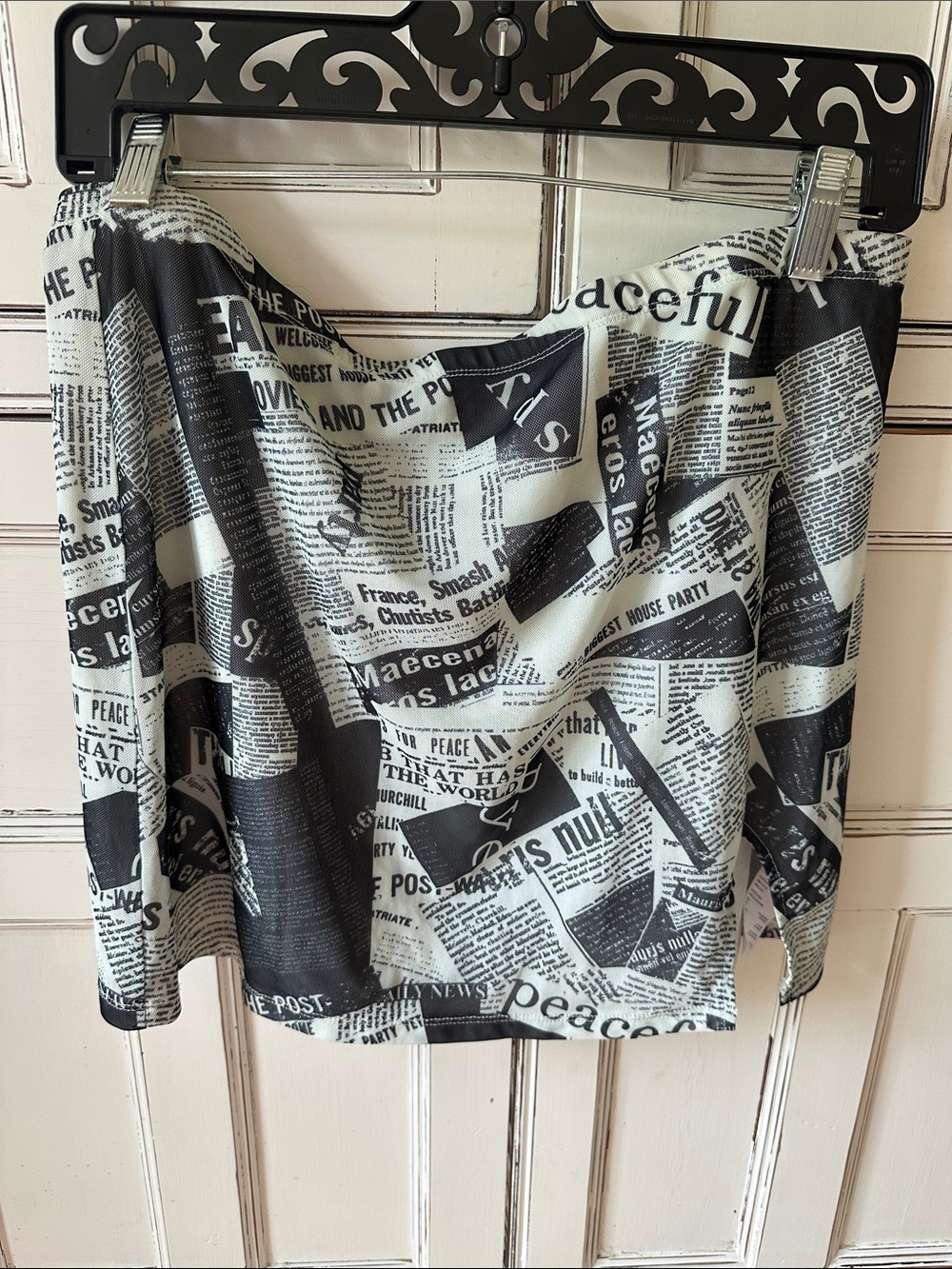 Eloise Black & White Newspaper Print Skirt
